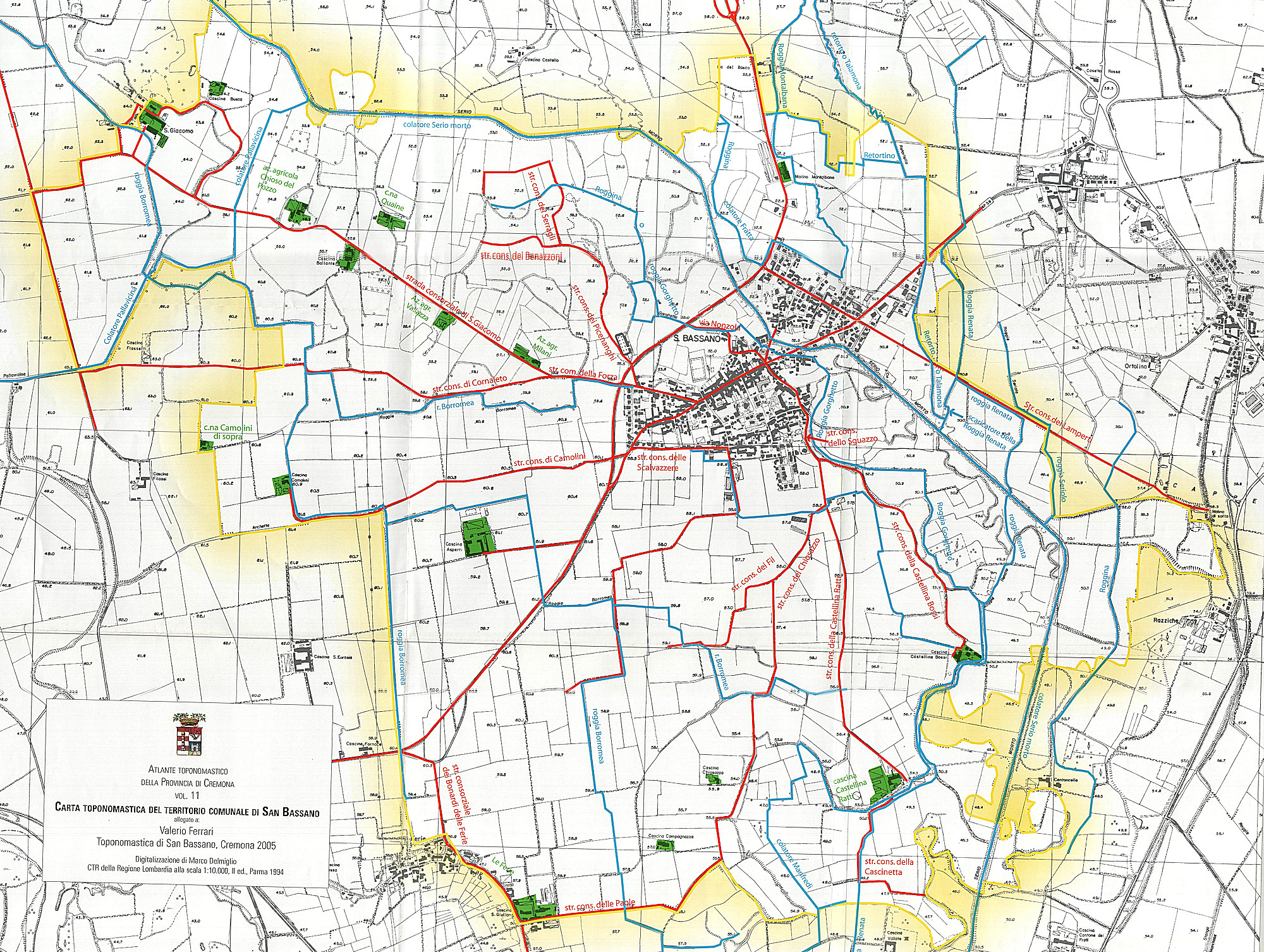 Mappa topografica delle strade vicinali di San Bassano