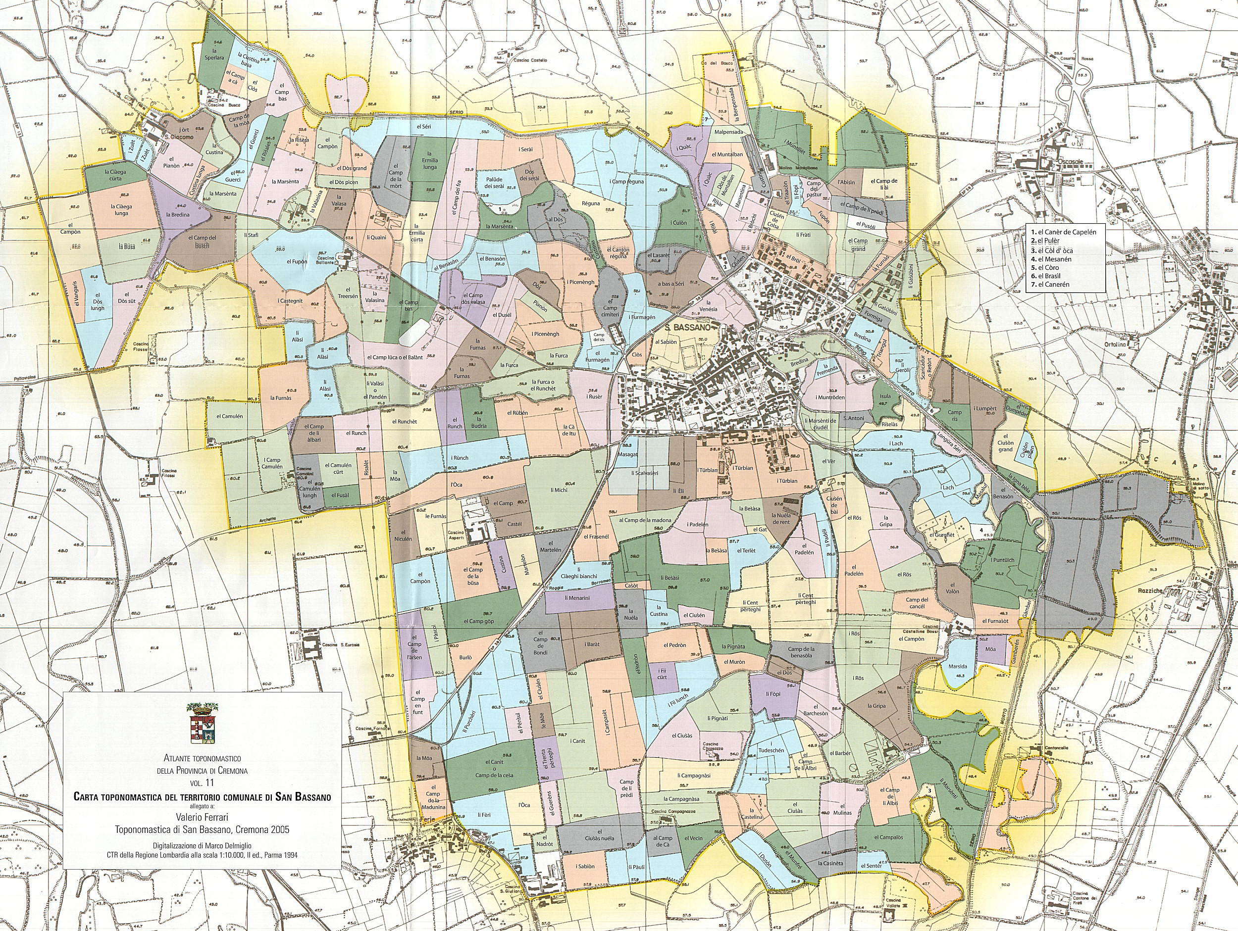 Mappa toponomastica del Comune di San Bassano